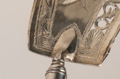 A 950°/°° silver fish scoop engraved with...