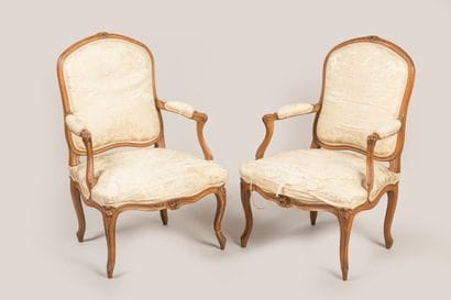 Suite of six molded and carved wood 
