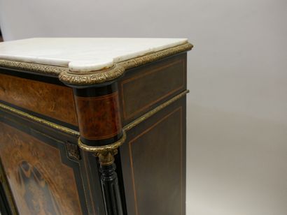 Wood and light and dark wood marquetry cabinet,...