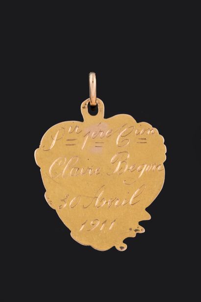 Pendentif médaille de forme cœur vierge miraculeuse...