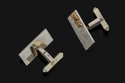 Pair of RC rectangular cufflinks in white...