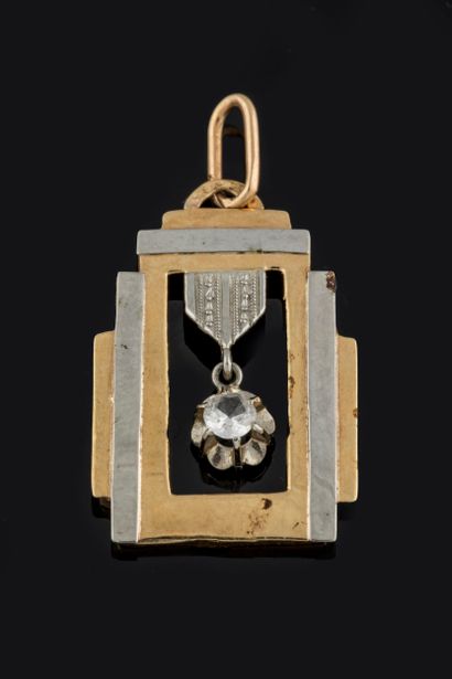 Early 20th-century rectangular stepped pendant...