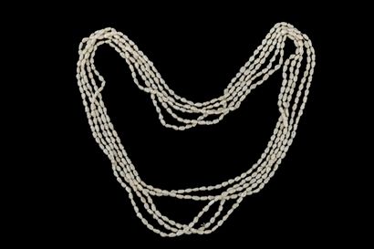 Necklace with 5 rows of baroque pearls and...