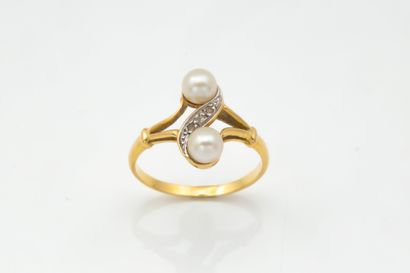 toi et moi ring set with two white cultured...