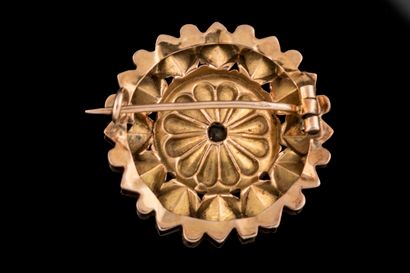 Round flower brooch with radiating decoration...