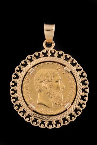 Pendentif pièce de 20 Francs or Léopold II...