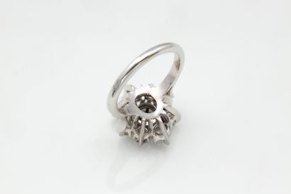 Bague marguerite en or gris (750 millièmes)...