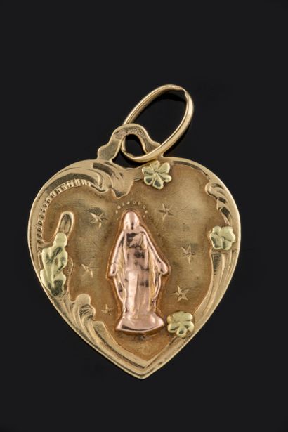 Yellow and pink gold (750 thousandths) heart-shaped...