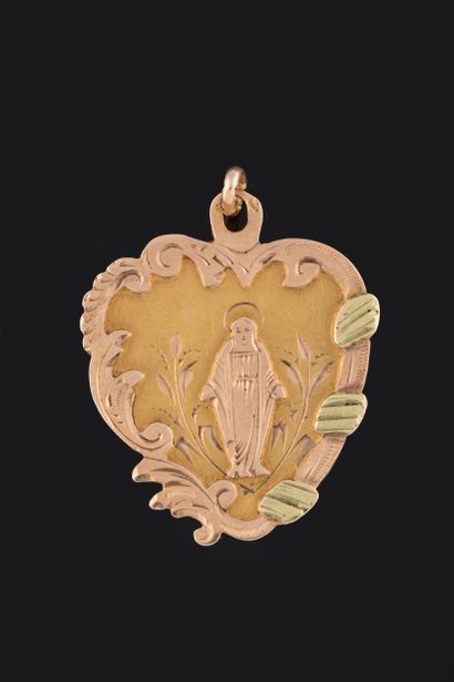 Pendentif médaille de forme cœur vierge miraculeuse...
