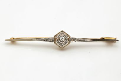 Broche barrette en or gris et or jaune (750...