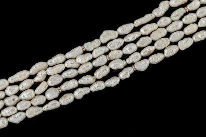 Necklace with 5 rows of baroque pearls and...