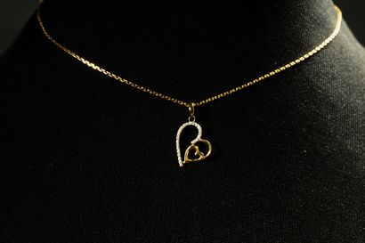Chaîne forçat et son pendentif double cœur...