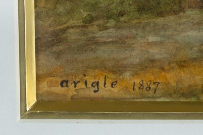 ARIGLE 
Figures by the Water’s Edge
Watercolor,...