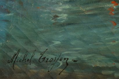 Michel TROYEN 
Ships at Anchor,
Oil on canvas,...