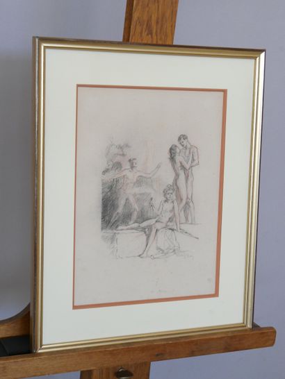 Drawing, couple, satyr, and faun, 
31 x 24...