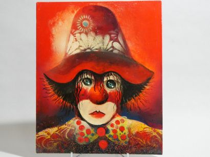 FLEURY
Clown,
acrylique sur toile sbd, 46...