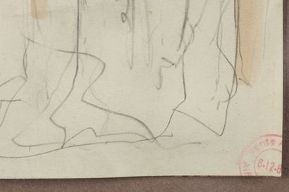 Etude de deux femmes, 
Dessin au crayon et...