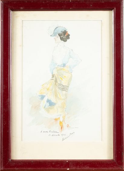 Ecole du début du XXe siècle,
Elégante, 1900
Aquarelle...