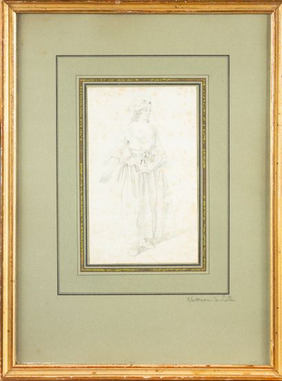 Portrait of a Woman in a Hat,
Black pencil...