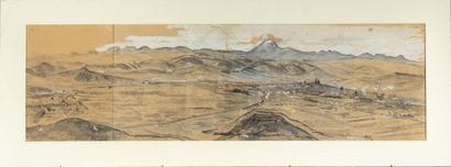 Vue de Clermont-Fd,
Lavis d'encre et rehauts...