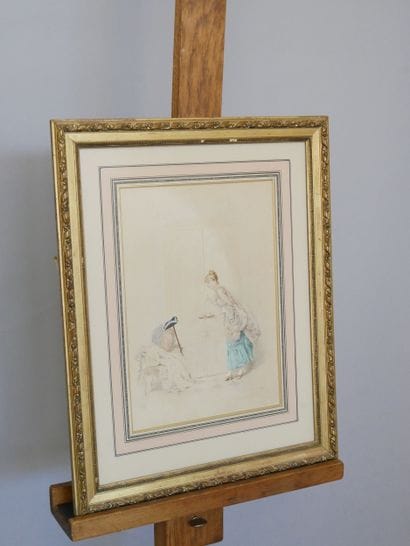 Ecole Moderne 
Le thé de Monsieur
Aquarelle...