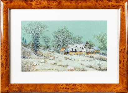 Albert DRACHKOVITCH 
Paysage aux chaumières,
Hsc...