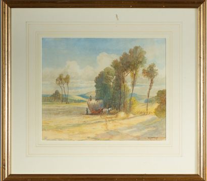 W.G. LEWIS 
Haystacks, 1911,
Watercolor,...