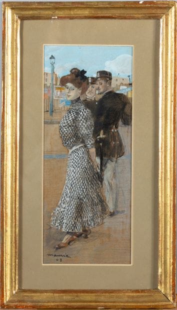 Gaston MAURIE (1873 - 1912)
Officier et passante,...