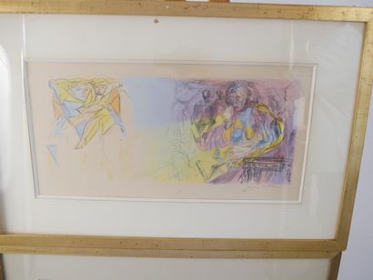 Jacques VILLON
Pan et Personnages, 
2 lithographies...