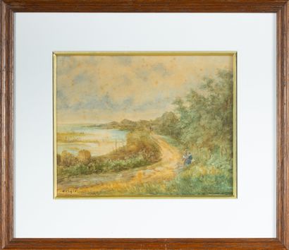 ARIGLE 
Figures by the Water’s Edge
Watercolor,...