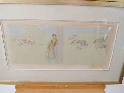 Jacques VILLON
Pan et Personnages, 
2 lithographies...