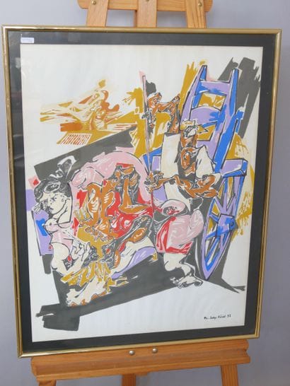 Philippe SABY VIRICEL 
Femme au char,
Acrylique...