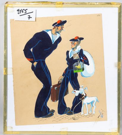 Ensemble de 3 gouaches humoristiques, 25...