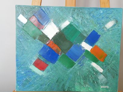 Jean-Pierre DISSARD, 
Small blue-green mosaic,
Painted...