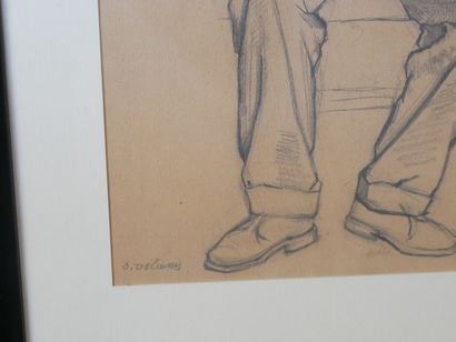 DELIONIS
Seated Man,
Black-and-white pencil...