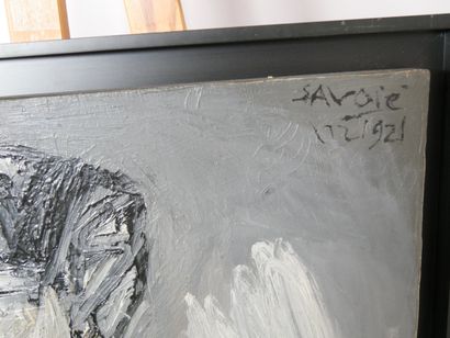 SAVOIE, 
Large abstract work in gray,
Acrylic...