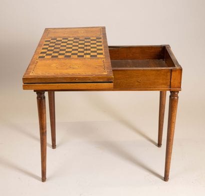 Game table with a folding checkerboard top...
