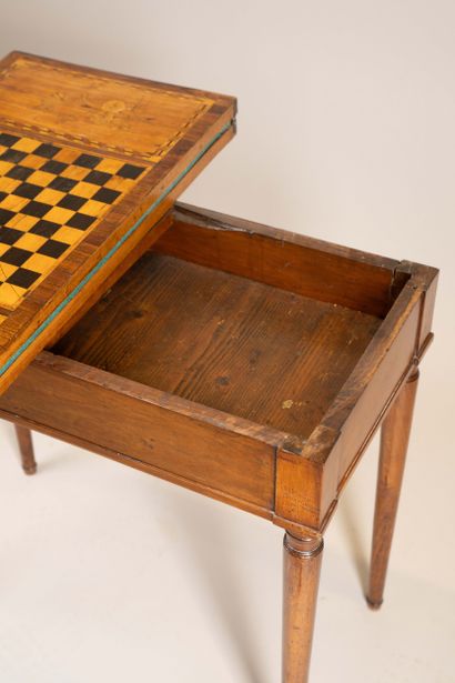 Game table with a folding checkerboard top...