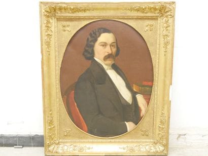 19th-century French school,
Portrait of Hurtebise,
Oil...