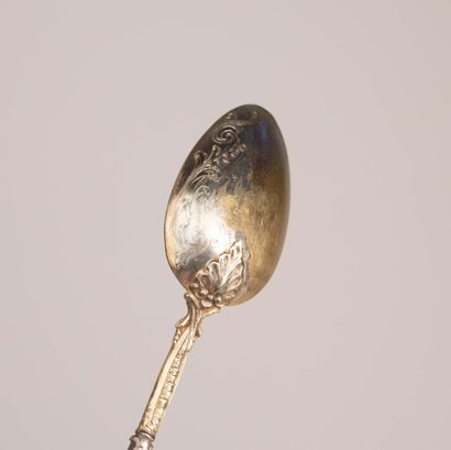 Twelve silver mocha spoons, Louis XV style...