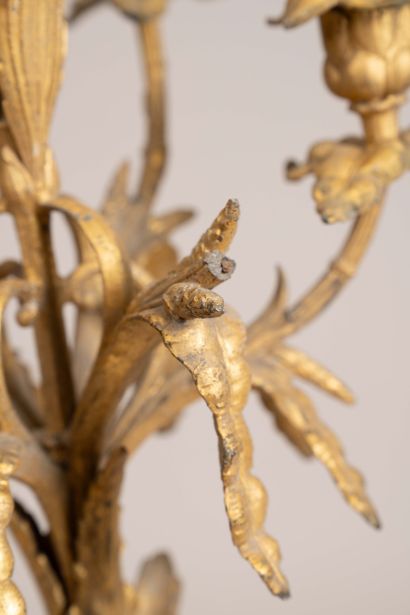 Pair of gilded bronze church candelabra with...