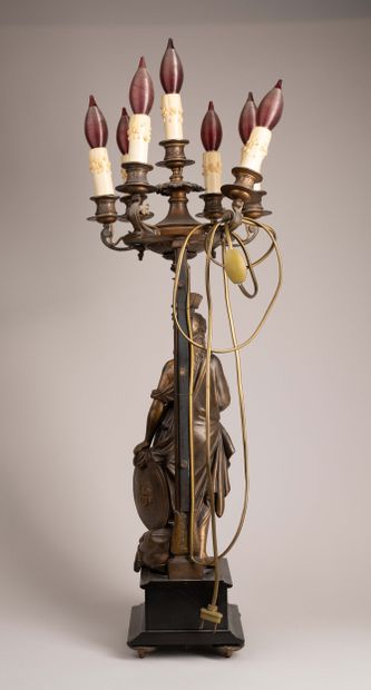 Bronze candelabra depicting Athena, with...