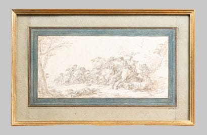 Parrocel (attributed to), battle scene, drawing,...