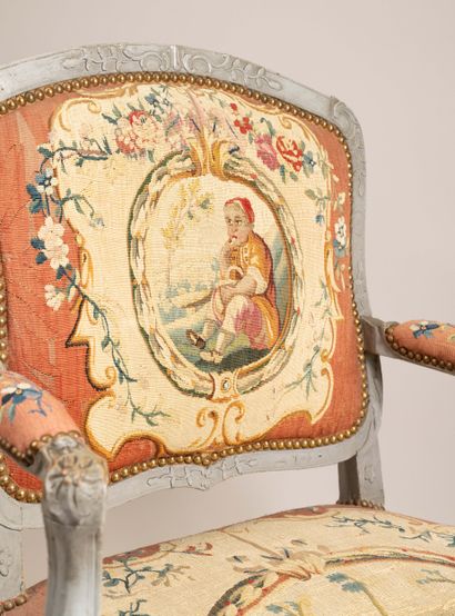 Armchair with a queen-style backrest made...