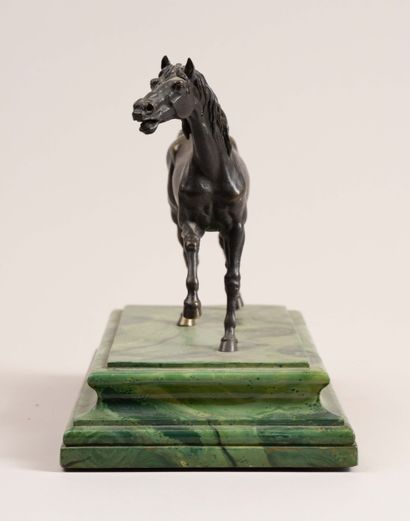 Horse on the Move, bronze, wooden base with...