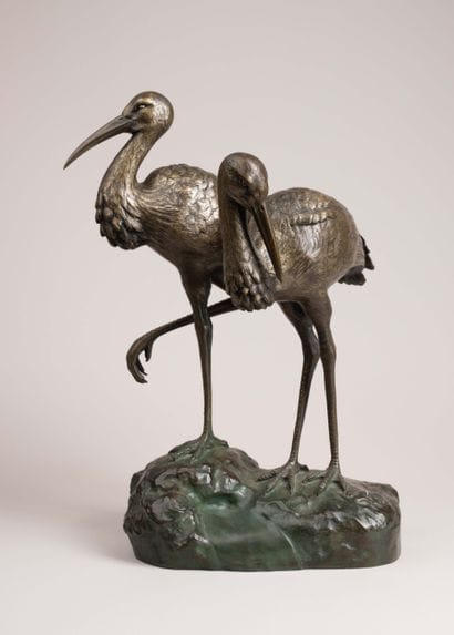 A. VANNIER (XXe)
Couple de cigognes, 
Groupe...