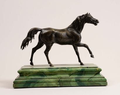 Horse on the Move, bronze, wooden base with...