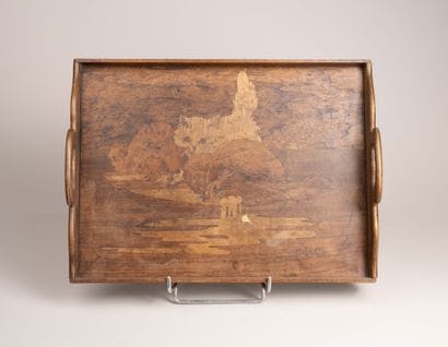 GALLE, Emile
Two-handled serving tray made...