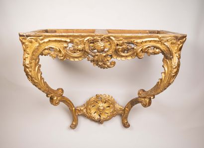 Wall-mounted console table in molded, carved,...