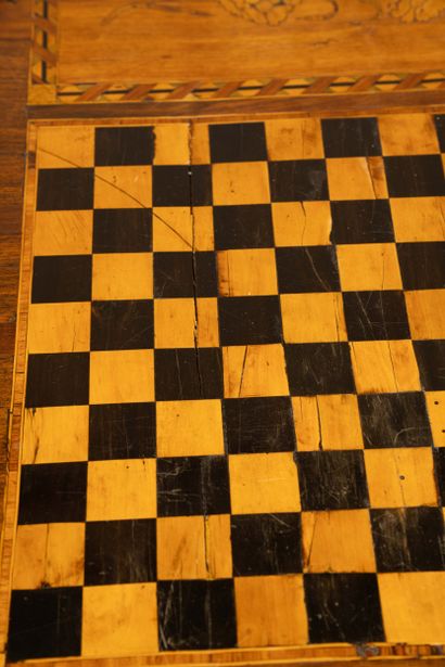 Game table with a folding checkerboard top...